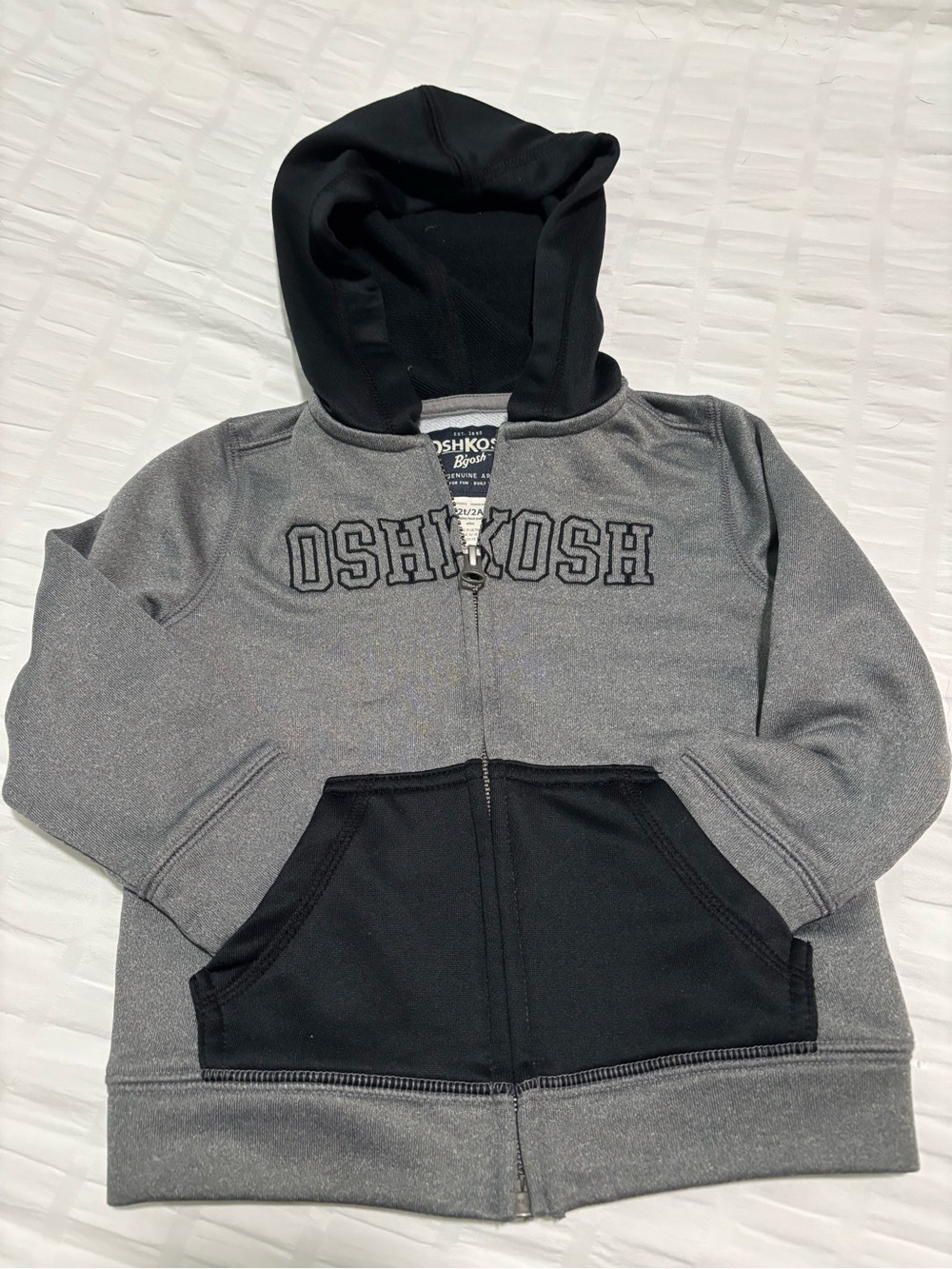 OshKosh B'gosh Gray & Black Hooded Zip Sweatshirt for Toddler